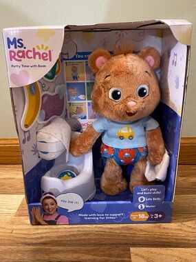 Rachel Plush Potty Bear in Brown with Blue Outfit NIB